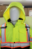 CLASS III Yellow Reflective Safety Waterproof Bomber Jacket with hood