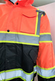 CLASS III Orange Reflective Safety Waterproof Bomber Jacket with hood