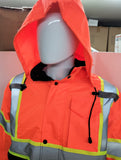 CLASS III Orange Reflective Safety Waterproof Bomber Jacket with hood