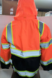 CLASS III Orange Reflective Safety Waterproof Bomber Jacket with hood