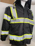 Black Reflective Safety Waterproof Bomber Jacket