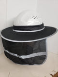 HI Visibility Reflective Black Hard Hat Neck Shade with Visor for Full Brim Hard Hats