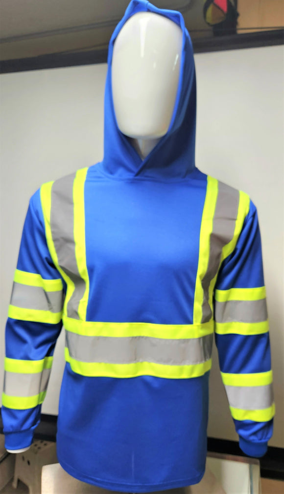 TFX Two Tone Blue Safety Long Sleeve Shirt with hoodie