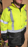 CLASS III Yellow Reflective Safety Waterproof Bomber Parka Jacket with hood