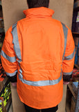 CLASS III Orange Reflective Safety Waterproof Bomber Parka Jacket with hood