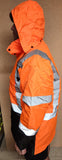 CLASS III Orange Reflective Safety Waterproof Bomber Parka Jacket with hood