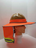 ORANGE HI Visibility Reflective Hard Hat Neck Shade with Visor for Full Brim Hard Hats