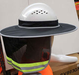 HI Visibility Reflective Black Hard Hat Neck Shade with Visor for Full Brim Hard Hats