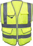 High Visibility Safety Vest with 7 Pockets and Zipper | Neon Yellow