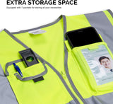 High Visibility Safety Vest with 7 Pockets and Zipper | Neon Yellow