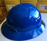 HDPE Blue Full Brim Hard Hat with Fas-trac Suspension