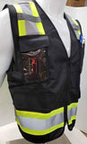 FX Two Tone Black Safety Vest with clear ID Pocket (Knitted Fabric Front & Mesh Back)