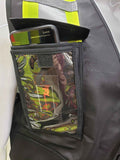 FX Two Tone Black Safety Vest with clear ID Pocket (Knitted Fabric Front & Mesh Back)