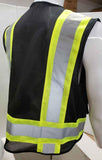 FX Two Tone Black Safety Vest with clear ID Pocket (Knitted Fabric Front & Mesh Back)