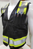 FX Two Tone Black Safety Vest with clear ID Pocket (Knitted Fabric Front & Mesh Back)