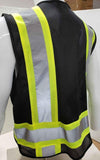 FX Two Tone Black Safety Vest with clear ID Pocket (Knitted Fabric Front & Mesh Back)