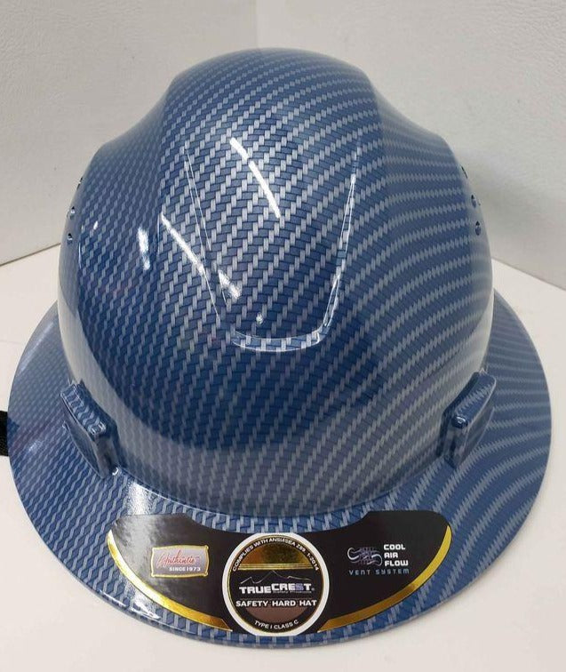 Hydro Dipped Blue Carbon Fiber Hard Hat (ON SALE)HDPE Blue/Silver