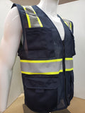 Two Tone Navy Blue Safety Vest with 6 Pockets