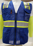 FX Two Tone Royal Blue Safety Vest with 6 Pockets with clear ID Pocket