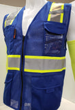 FX Two Tone Royal Blue Safety Vest with 6 Pockets with clear ID Pocket