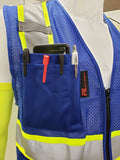 FX Two Tone Royal Blue Safety Vest with 6 Pockets with clear ID Pocket