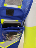 FX Two Tone Royal Blue Safety Vest with 6 Pockets with clear ID Pocket