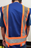 FX Two Tone Blue Safety Vest with clear ID Pocket (Knitted Fabric Front & Back)