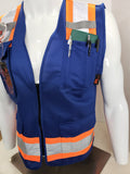 FX Two Tone Blue Safety Vest with clear ID Pocket (Knitted Fabric Front & Back)