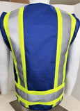 FX Two Tone Blue Safety Vest with clear ID Pocket (Knitted Fabric Front & Back)