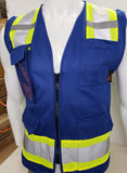 FX Two Tone Blue Safety Vest with clear ID Pocket (Knitted Fabric Front & Back)