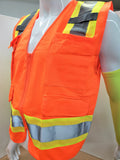 FX Two Tone Orange Safety Vest with 4 Pockets I Solid Knitted fabric front & Back