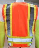 FX Two Tone Orange Safety Vest with 4 Pockets I Solid Knitted fabric front & Back