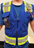 FX Two Tone Blue Safety Vest with clear ID Pocket (Knitted Fabric Front & Back)