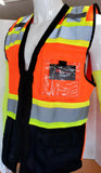 FX Three Tone Orange/Black Safety Vest with 6 Pockets