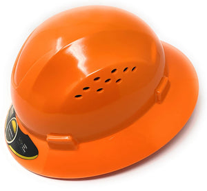 HDPE Orange Full Brim Hard Hat with Fas-trac Suspension