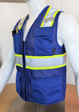 Two Tone Royal Blue Safety Vest with 6 Pockets