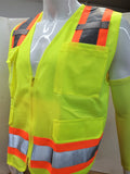 FX Two Tone Yellow Safety Vest with 4 Pockets I Solid Knitted fabric front & Back