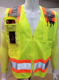 FX Two Tone Yellow Safety Vest with 4 Pockets I Solid Knitted fabric front & Back