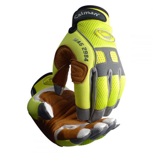 Goat Grain Hi-Vis Back palm Patched Rappelling Driver Gloves