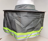 GRAY HI Visibility Reflective Hard Hat Neck Shade with Visor for Full Brim Hard Hats