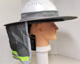 GRAY HI Visibility Reflective Hard Hat Neck Shade with Visor for Full Brim Hard Hats