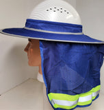 Royal Blue HI Visibility Reflective Hard Hat Neck Shade with Visor for Full Brim Hard Hats