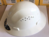 HDPE White Full Brim Hard Hat with Fas-trac Suspension