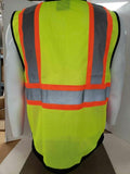 FX Three Tone Yellow/Pink Safety Vest with 6 Pockets I Solid Knitted front & Mesh Back