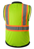 FX Three Tone Yellow/Pink Safety Vest with 6 Pockets I Solid Knitted front & Mesh Back