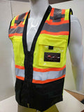 FX Three Tone Yellow/Black Safety Vest with 6 Pockets I Solid Knitted fabric front & Back