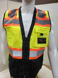 FX Three Tone Yellow/Black Safety Vest with 6 Pockets I Solid Knitted fabric front & Back